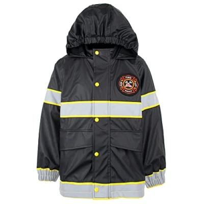 Image of Fringoo Kids Raincoat Firefighter Design Waterproof Jacket For Age 6/7 Years Uniform Machine Wash Lightweight Coat