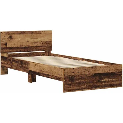 Image of vidaXL Bed Frame without Mattress with Headboard Old Wood 90x190 cm