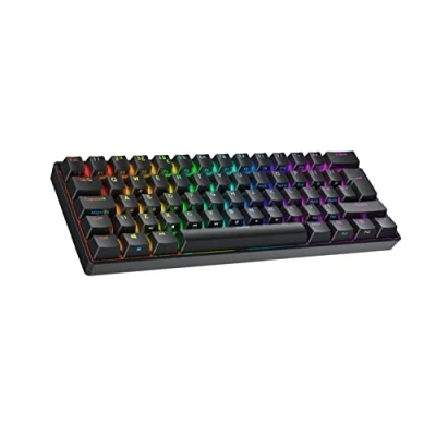 Image of Ranked S60 Supernova 60% Hot Swappable Mechanical Gaming Keyboard 62 Keys Multi Color RGB LED Backlit for PC/Mac Gamer ISO UK Layout (Black, Gateron Optical Brown)