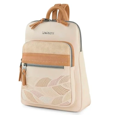 Image of Lois Backpack Womens. Womens Backpacks Fashionable by Lois. Travel with Double Handle and Adjustable Straps for The Back. Ladies PU Material, Beige