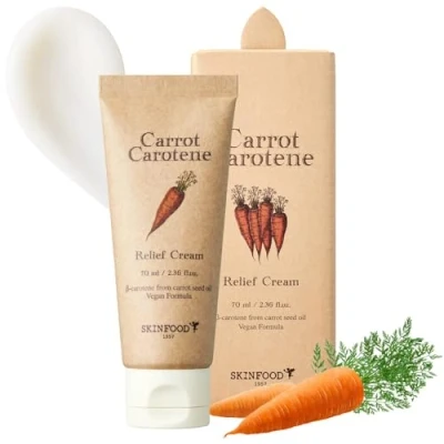 Image of SKINFOOD Carrot Carotene Relief Cream 55ml (1.85 fl.oz.) Redness Soothing &amp; Moisturizing Facial Gel for Sensitive Skin, Vegan, Cruelty Free, Dermatologically Tested