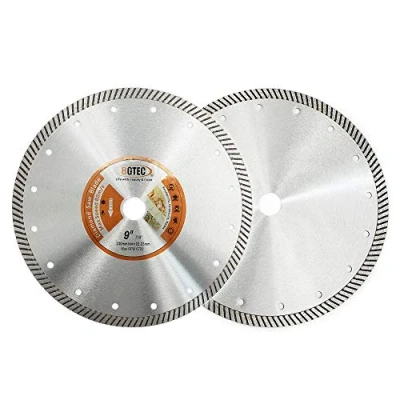 Image of BGTEC Diamond Tile Blade 2pcs 230mm Super Thin Turbo Rim Concrete Porcelain Saw with 22.23mm Arbor for Cutting Ceramic Granite Marble Hard Material Disc