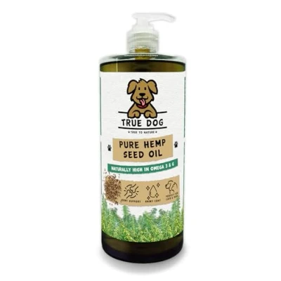 Image of True dog Hemp Oil for Dogs Natural &amp; Cat Feed Supplement with omega 3, 6, 9 support hip, joint calming 100% Pure Cold Pressed (500ml)