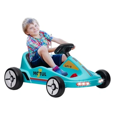 Image of AIYAPLAY Electric Go Kart, 6V Battery Powerd Kids Kart with Music, Light, Horn, Ride on Car for 3 5 Years, Blue