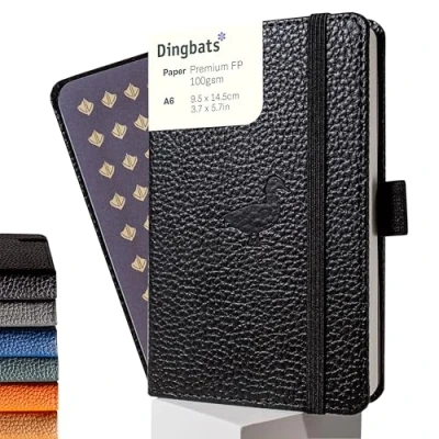 Image of Dingbats* Faune Petit Carnet de Notes A6 Quadrillé Couverture Rigide, Journal en Cuir PU Poche, Fermeture élastique, Porte stylo, Marque page