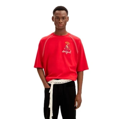 Image of Desigual Men&#039;s Ts_Marcos T Shirt, red, Collar Size: 17.5