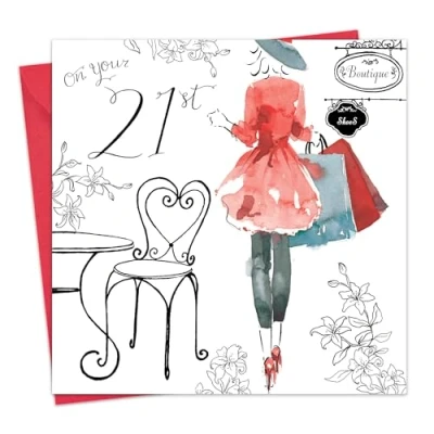 Image of Twizler 21st Birthday Card For Her with Swarovski Crystal Finish &amp; Unique Watercolour Effect Shopping 21 Year Old Age Female Womens