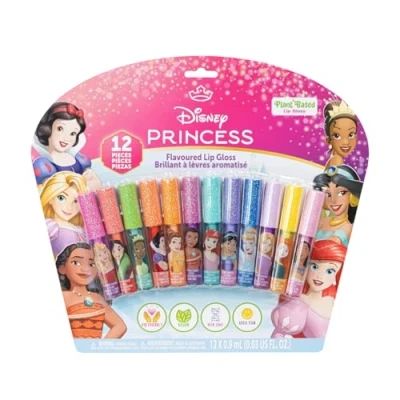Image of Disney Princess 12 Piece Plant Based Lip Gloss, Girls Party Favours, First Makeup Set for Girl, Perfect Parties, Sleepovers and Birthday Gifts, Ages 3+, by Townley Girl