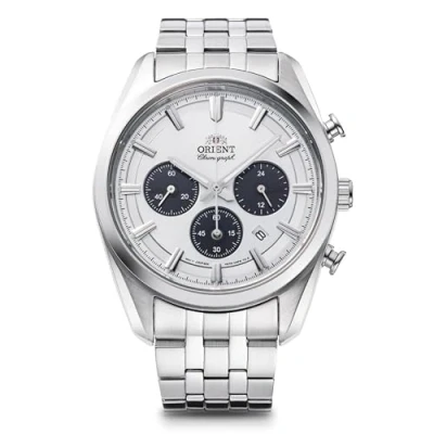 Image of Orient Stretto Solar Chronograph 43mm White Dial Steel Strap Men’s Watch RA TX0305S10B it should say 40mm