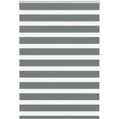 Image of vidaXL Zebra Blind Dark Grey 115x150 cm Fabric Width 110.9 Polyester