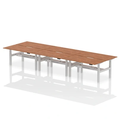 Image of Air B2B 1600x800 Adjustable 6P Bench Desk Scalloped Walnut/Silver