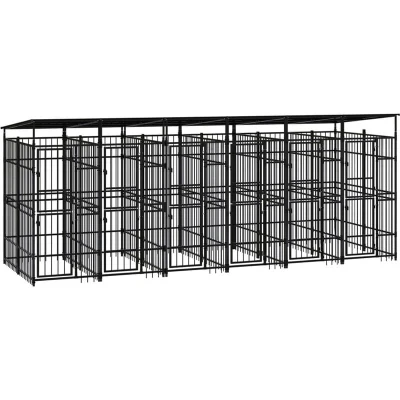 Image of vidaXL Outdoor Dog Kennel with Roof Steel 11.06 m²