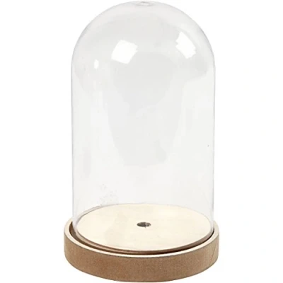 Image of Create Crafts 52163 Bell Jar on Wooden Stand 18 x 11cm,white