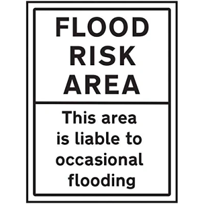 Image of V Safety Flood Risk Area/This Area Is Liable To Occasional Flooding Sign 450mm x 600mm 2mm Rigid Plastic