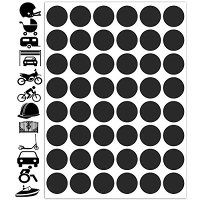 Image of Biomar Labs® 48pcs High Visibility Warning Reflective Rim Stickers Kit Decals Black Reflector Highly Night Safety Circles Universal Self Adhesive D 62