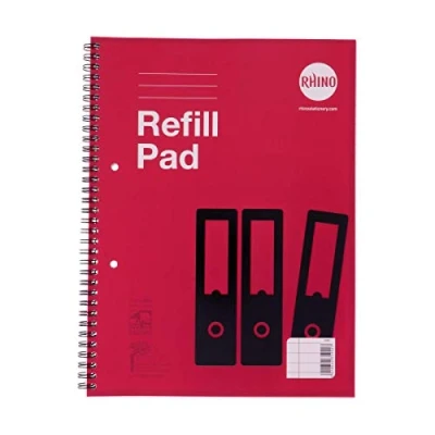 Image of RHINO Stationery A4+ Twinwire Refill Pad 160 Page 8mm Ruled with Margin Red Cover Notepad Education Standard Writing Paper