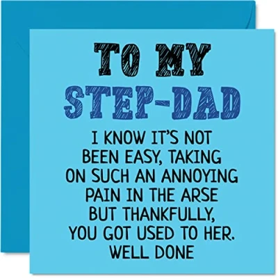 Image of Step Dad Birthday Card Well Done Funny Novelty Happy Father&#039;s Day from Son Daughter, 145mm x Beautiful Greeting Cards for Father Daddy Papa