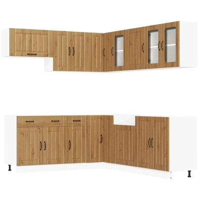 Image of vidaXL 11 Piece Kitchen Cabinet Set Lucca Artisan Oak Engineered Wood