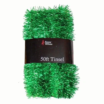 Image of Uwant Fashion Households Christmas Tree Decoration 50ft x 3cm Tinsel Great Value Green