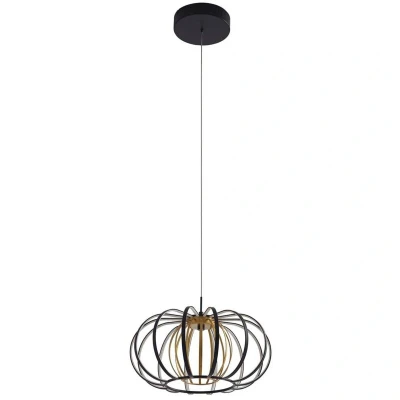 Image of Lucande LED pendant light Birger, Ø 39cm, black/gold