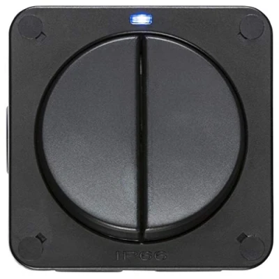 Image of Knightsbridge OP3 Outdoor Weatherproof Double Switch, Black, 66.0 mm*90.0 mm