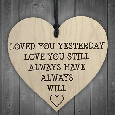Image of RED OCEAN Love You Always Wooden Hanging Heart Plaque Sign Shabby Chic Gift