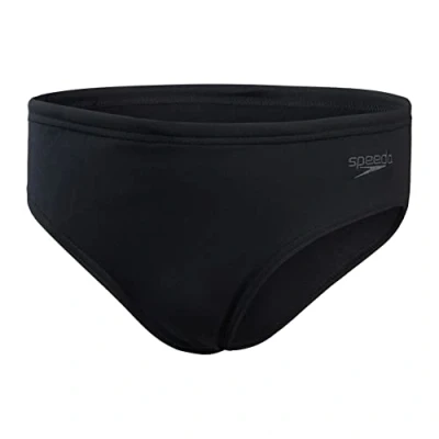 Image of Speedo Junior Boy&#039;s ECO Endurance+ 6.5cm Swim Briefs Chlorine Resistant Quick Drying Stretch Fabric Recycled Material Comfort Fit, Black/White, 11 12 Years