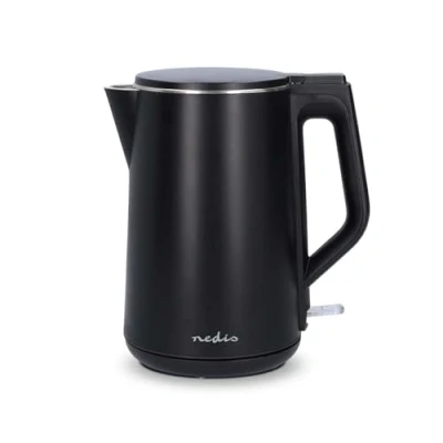 Image of Electric Kettle with 1.5L Capacity, Double Wall Insulation, Boil Dry Protection and Limescale Filter for Fresher Water, 2200W Bl...
