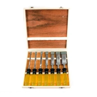 Image of 7PC PC PROFESSIONAL CRV WOOD CHISEL SET IN WOODEN CASE