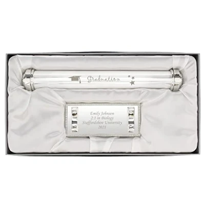 Image of CalEli Gifts Graduation Certificate Holder. Personalised Silver Plated Holder