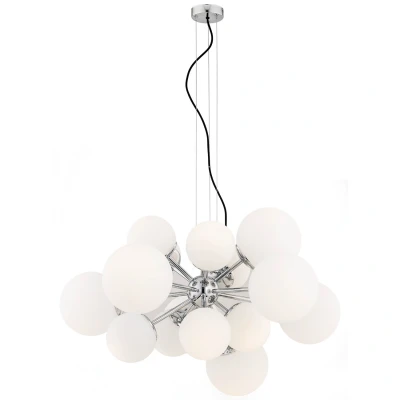 Image of Satelite Globe Pendant Ceiling 15 Light Opal Matt, Chrome