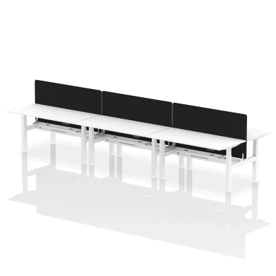 Image of Air B2B 1600x800mm Adjustable 6P Bench Desk CP White/White + Screen