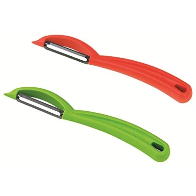 Image of Kuhn Rikon Straight/Serrated Swiss Swivel Peeler, Set of 2, Green/Red