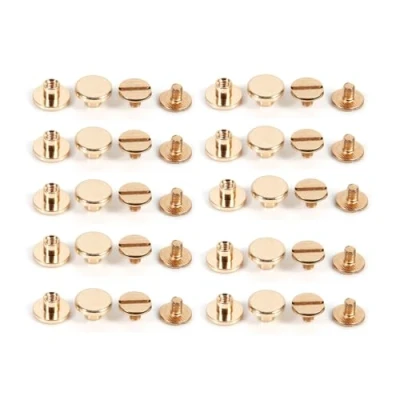 Image of Chicago Screws for Leather, 10 Sets Solid Brass Nail Rivets Stud Screw Screwback Leather Rivet Belt DIY Gold(8mm)