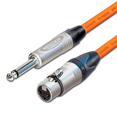 Image of Van Damme Female XLR to Mono Jack lead. Mic DJ Mixer. Neutrik NP2X (20m, Orange)