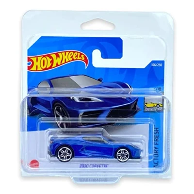 Image of Hot Wheels 2020 Corvette (Blue) 3/10 Factory Fresh 2022 106/250 (Short Card) *** COMES IN A KLAS CAR KEEPER PROTECTIVE COLLECTORS CASE HCW39