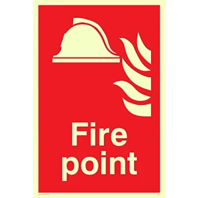 Image of Viking Signs FV344 A4P P &quot;Fire Point&quot; Sign, Photo luminescent Plastic Semi Rigid, 200 mm H x 300 W
