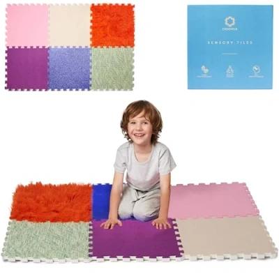 Image of Sensory Mats for Autistic Children Barefoot Stimulation Kids Interlocking Floor Tiles Multi Exploration Play Toys Tactile Orthopedic Mat