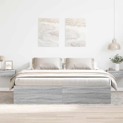 Image of vidaXL Bed Frame without Mattress Grey Sonoma 180x200 cm Super King Size