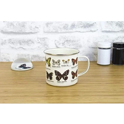 Image of Gift Republic GR270100 Ecologie Butterflies Enamel Mug, Multi