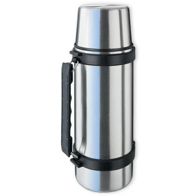 Image of Isosteel VA 9553Q 1.0 L Vacuum Insulated Can with Quickstop Single Hand Pouring System Drinking Cup and Handle, 18/8 Stainless Steel