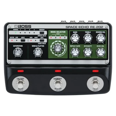 Image of BOSS RE 202 Space Echo Tape Delay Reverb Effects Pedal. Modern Advanced Recreation of the Legendary Roland 201 Echo. True Stereo. Stereo Spring Reverb. Wow and Flutter.