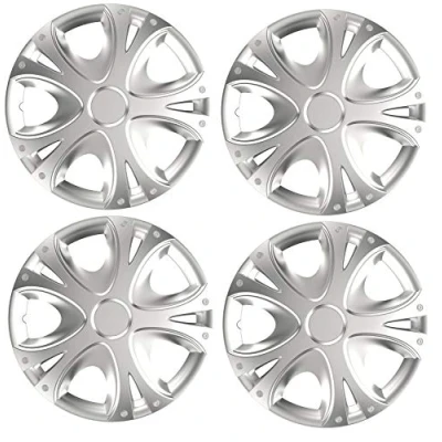 Image of UKB4C 4x Wheel Trims Hub Caps 15&quot; Covers fits Chevrolet Aveo, Kalos, Matiz in Silver