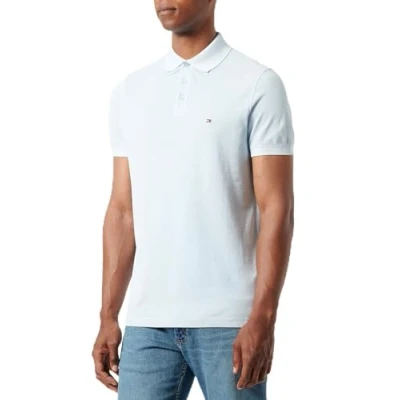 Image of Tommy Hilfiger Men&#039;s Garment DYE REG Polo Mw0mw34757 Polo, Blue (Breezy Blue), L