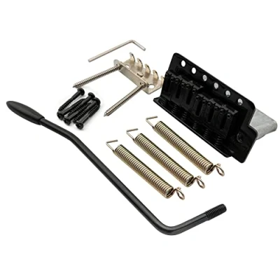 Image of Musiclily Pro 52.5mm Modern 6 Screw Tremolo Bridge 36mm Short Block for Squier Strat Style Electric Guitar, Black