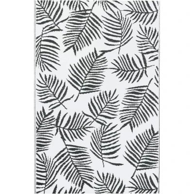 Image of vidaXL Outdoor Carpet White and Black, Double Layer Jacquard Pattern Design, Polypropylene Made, Sized 120x180 cm