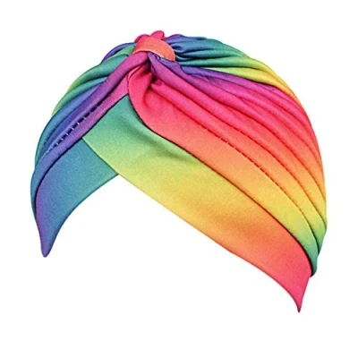 Image of Rainbow Chemo Beanie Hair Loss Hat Head Scarf Turban Wrap Headwear