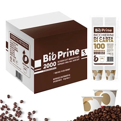 Image of 2000 Disposable Paper Coffee Cups, 65 ml, Quantity Discounts, in Packs of 50 Biodegradable Eco Friendly Cups