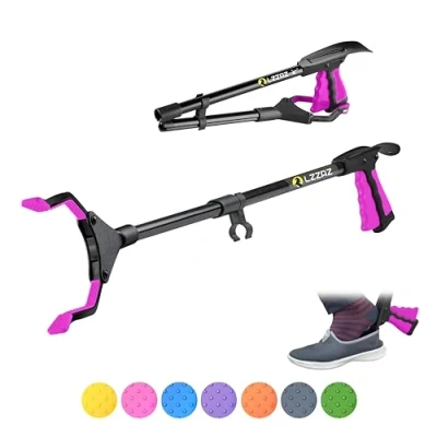 Image of LZZAZ 32&quot; Premium Litter Picker with Shoehorn, Versatile Reacher Grabber Stick for Disabled Aids, Ideal Mobility Helping Hand &amp; Pickers Adults (32&quot; Pink)