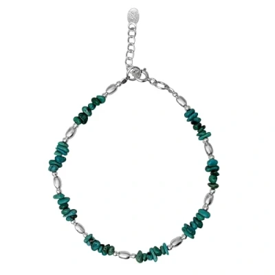 Image of 81stgeneration Women&#039;s 925 Sterling Silver Natural Turquoise Chip Boho Bead Bracelet, 6.5 + 1&quot;